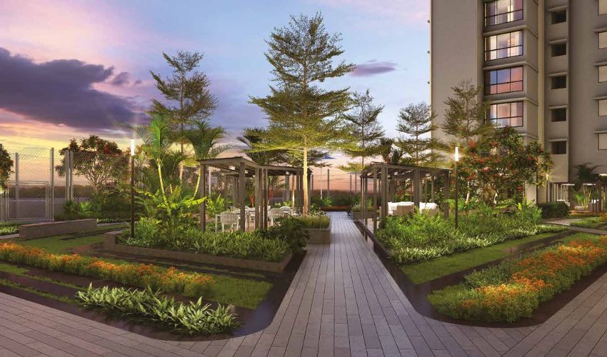 Community living at 24K Manor with residents enjoying family-friendly amenities, including gardens, pool, and wellness spaces