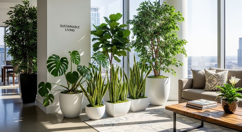 Eco-luxury apartment interiors with indoor greenery