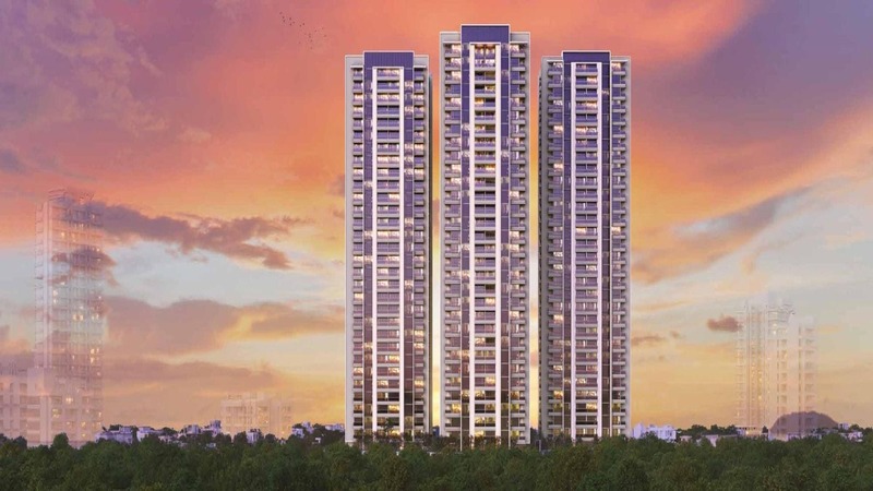 24K Manor by Kolte-Patil Developers exterior elevation showing luxury residential towers with rooftop amenity deck in Pimple Nilakh, Pune